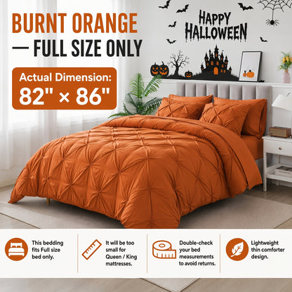 Pinch Pleated Comforter Set Queen King Full – 7 Piece Bed in a Bag with Sheets Pillowcases Pillow Shams, Hypoallergenic Down Alternative Microfiber Bedding 33 Colors All Season