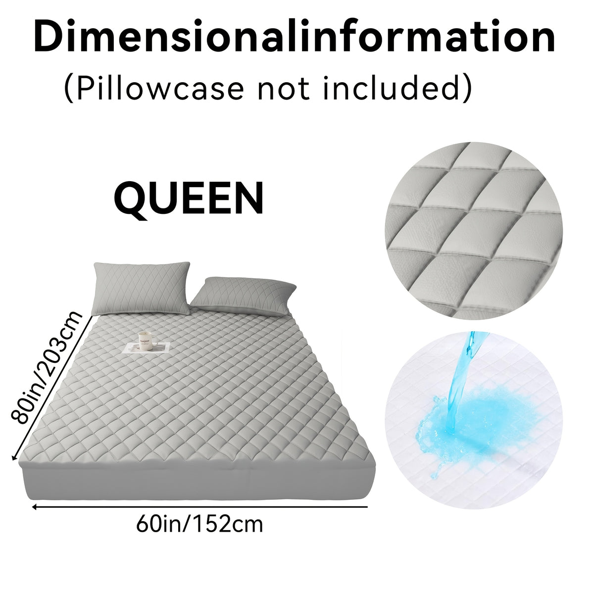 Waterproof Mattress Protector with Side Storage Pocket, Diamond Quilted Deep Pocket Mattress Cover – Breathable Cooling Mattress Pad, Soft Noiseless Bed Protector for Twin Full Queen King, Multiple Colors