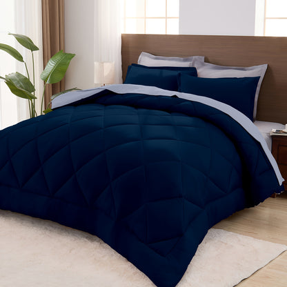 Comforter Set Quilted Bedding All Seasons – Warm Soft Breathable Fluffy Fill Duvet with Pillowcases, Twin XL Full Queen King Cal King, Multiple Colors