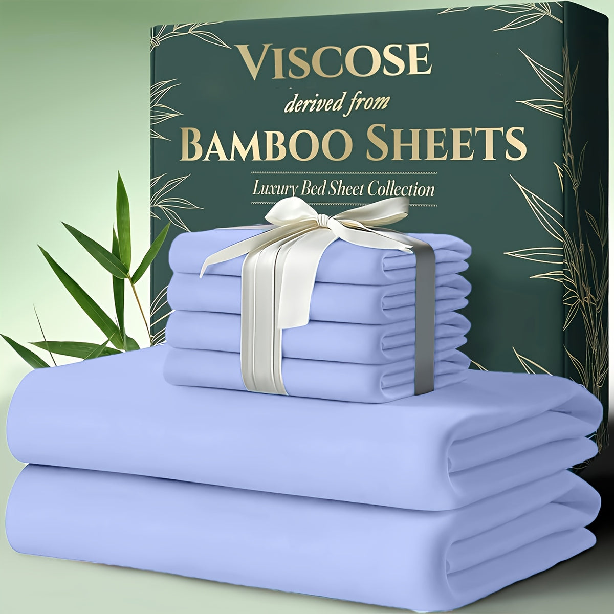 Cooling Bamboo Bed Sheets Set 6 Piece Ultra Soft Deep Pocket Double Stitching Breathable Summer Sheets for Hot Sleepers Twin Full Queen King 15 Colors White Black Gray Navy Lavender Green Pink