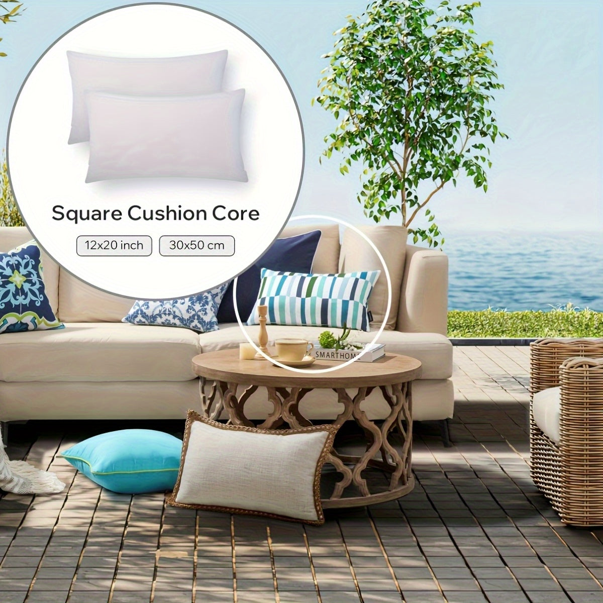 Square Pillow Inserts Hypoallergenic Cushion Filling 1/2/4 Pack – White Fiber Fill Throw Pillow Inserts for Sofa Bed Patio, Fluffy & Soft for Living Room Bedroom Office Outdoor Decor