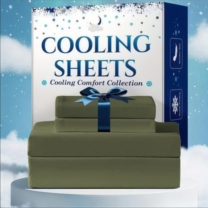 Cooling Bed Sheet Set 3 or 4 Piece Deep Pocket Fitted Sheet Flat Sheet Pillowcase Hotel Luxury Soft Wrinkle Free Twin Full Queen King Size 22 Colors