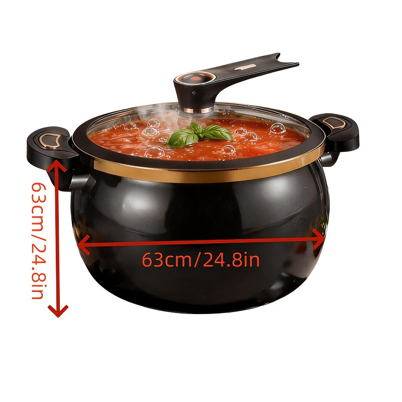 Non Stick Soup Pot Large Capacity 1.85 Gallon with Twist Lock Handle – Multifunctional Stew Cooking Pot for Gas Stove Induction Cooker Open Flame, Fry Boil Stew Bake
