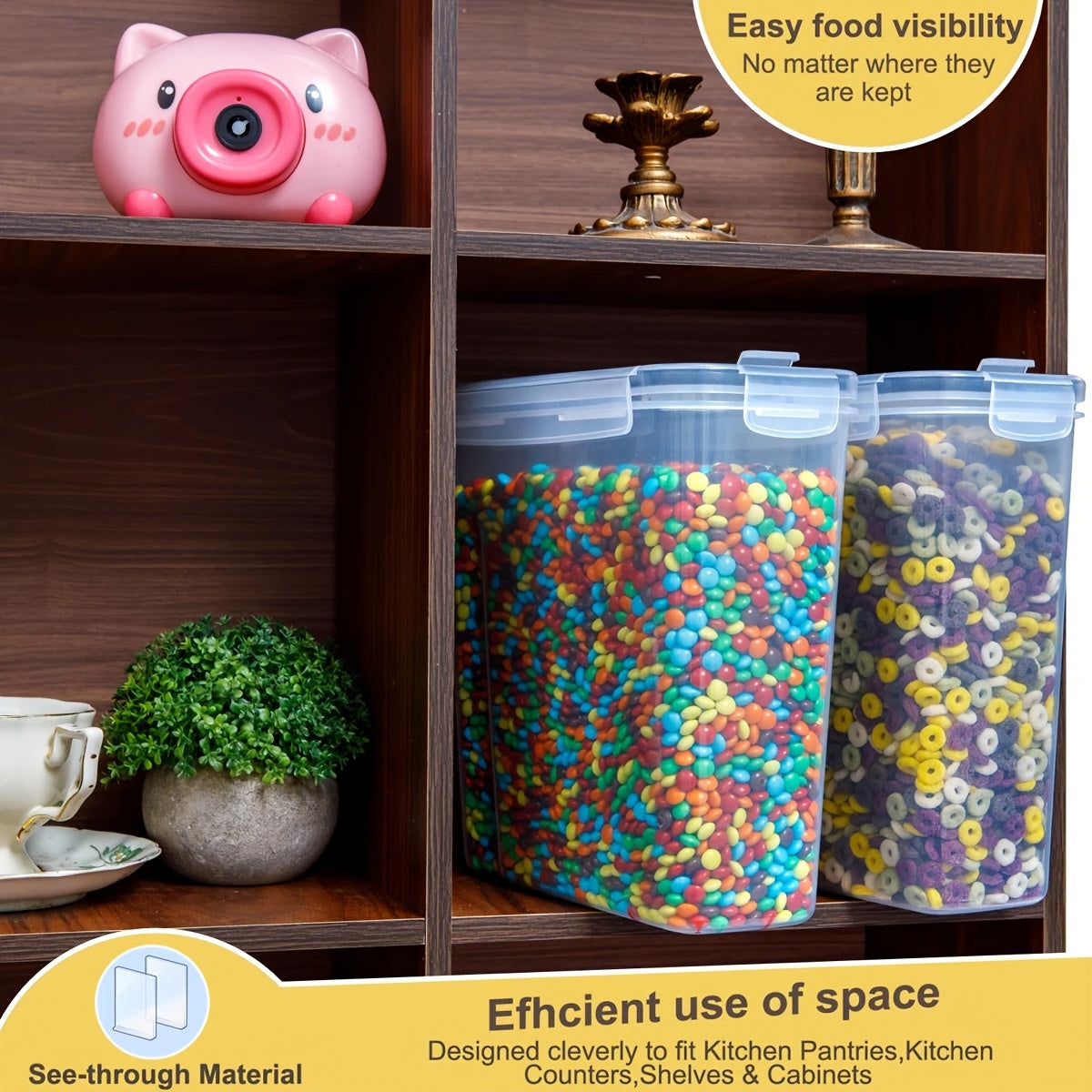 Pour Spout Food Storage Containers 4 Pack Extra Large 4L/135oz – BPA-Free Airtight Pantry Canisters for Cereal Flour Rice Nuts Grains, Includes Free Labels & Marker Pen, Kitchen Pantry Organization