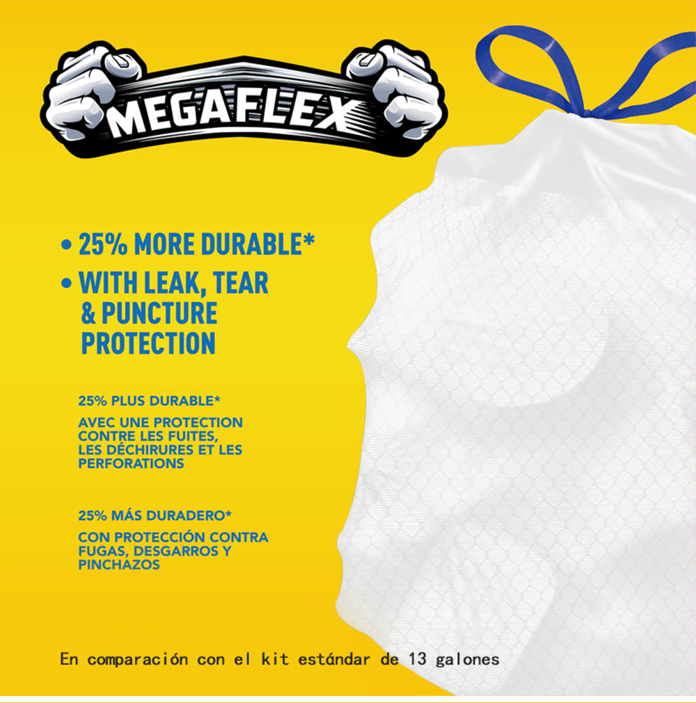 13 Gallon Trash Bags Drawstring – 150 Count Odor Eliminating Kitchen Garbage Bags, Puncture Resistant, Lemon Mint Scent, 3 Rolls, Fits 13 Gallon Bins