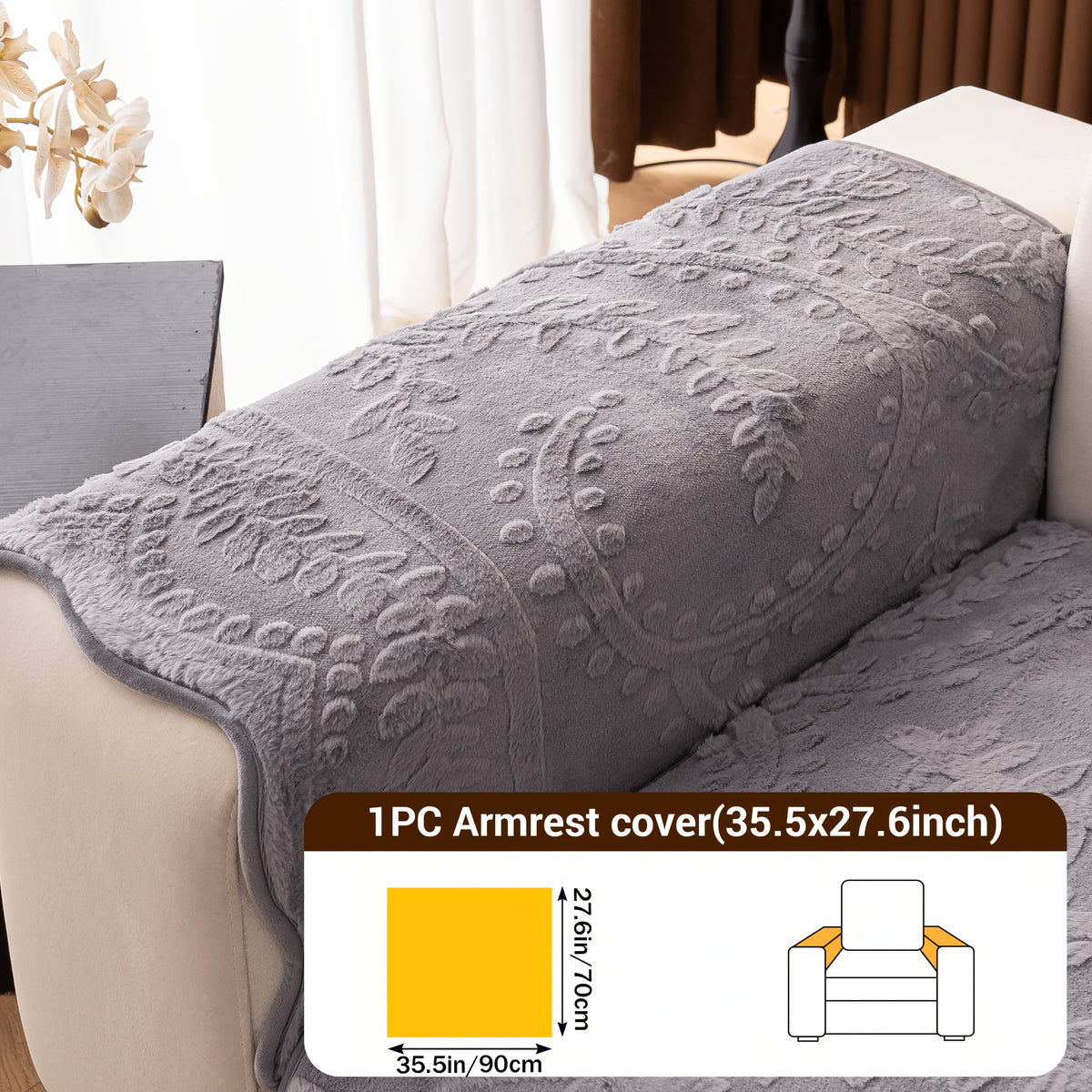 Faux Rabbit Fur Sofa Cover Plush Quilted Non-Slip Machine Washable Couch Protector for Pets – Fits 1 2 3 4 Seater Sofa, Sectional, Loveseat | Bedroom Living Room Office | Home Viaco