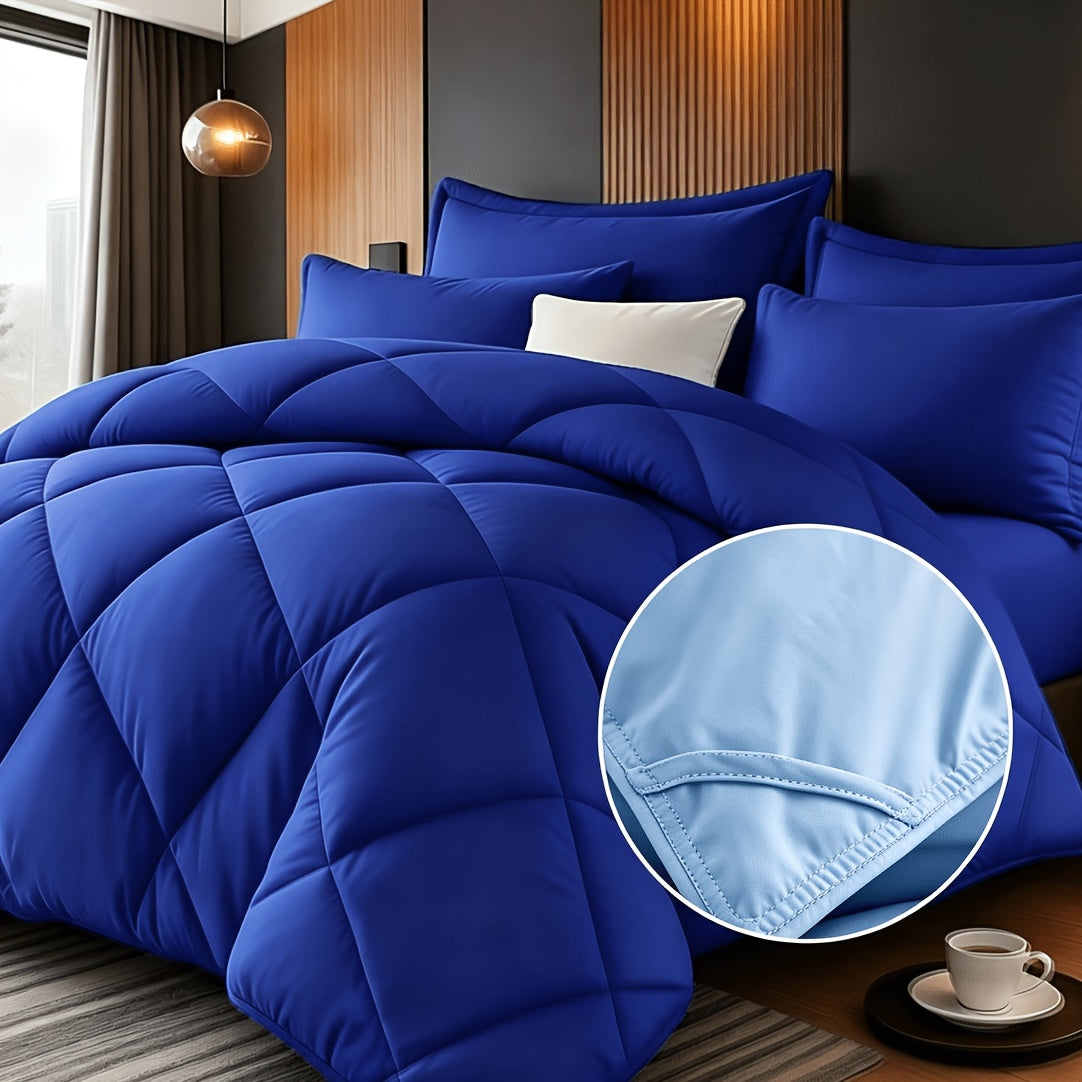 Thin Quilt Bedding Set with Pillowcases Lightweight Breathable Summer Comforter Solid Color Bed Quilt Twin Full Queen King Size Soft Fiber Filled Blanket for Bedroom