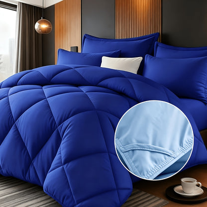 Thin Quilt Bedding Set with Pillowcases Lightweight Breathable Summer Comforter Solid Color Bed Quilt Twin Full Queen King Size Soft Fiber Filled Blanket for Bedroom