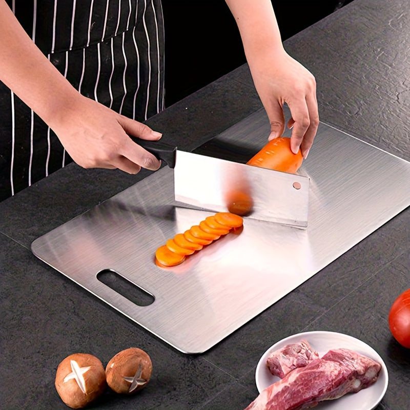 Metal Cutting Board Set 3 Pieces, Stainless Steel Chopping Board Dual-Sided for Kitchen, Portable Non-Slip Cutting Boards for Meat Vegetables Bread Fruit, Easy Clean Dishwasher Safe Kitchen Boards