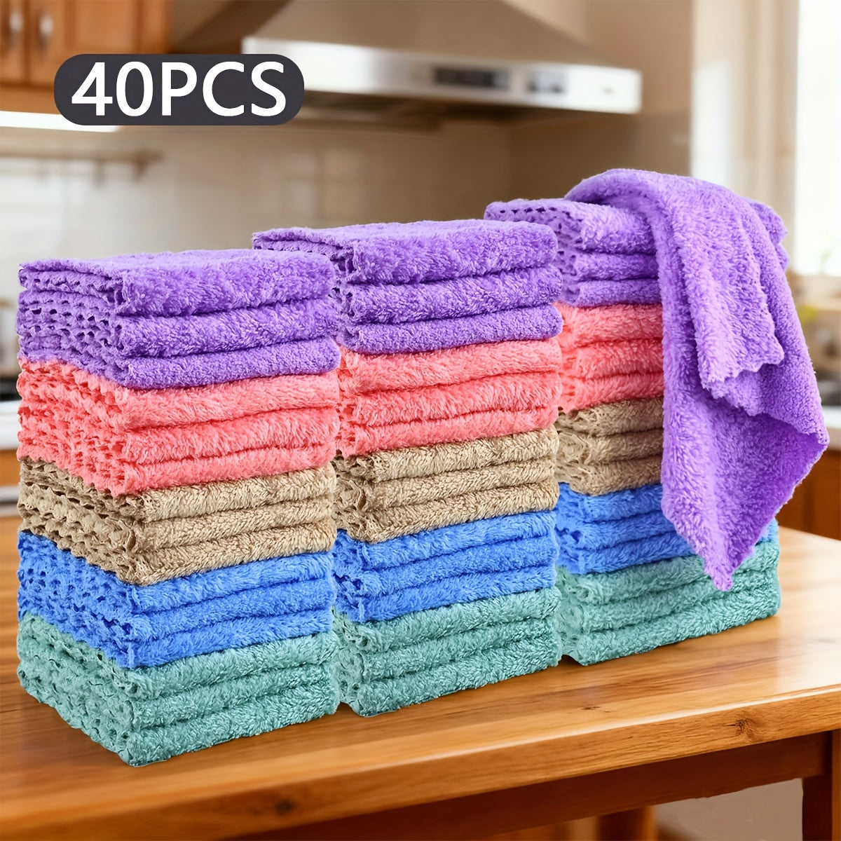 Soft Absorbent Washcloths Bulk Set 40/60/100 Pcs – Quick-Dry Compact Square Face Towels for Bathroom Home Bathing 8.8x8.8in