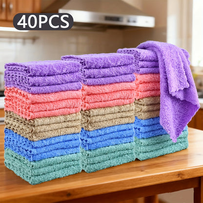 Soft Absorbent Washcloths Bulk Set 40/60/100 Pcs – Quick-Dry Compact Square Face Towels for Bathroom Home Bathing 8.8x8.8in