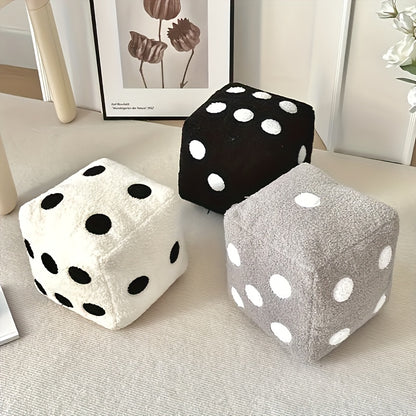 Dice Shaped Decorative Pillow Plush Cube Cushion, Funny Simulation Dice Stuffed Throw Pillow for Sofa Couch Bedroom, Creative Home Decor Gift Black White