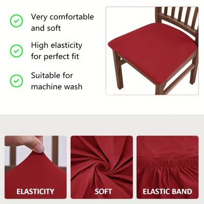 Stretch Chair Covers Set of 4 Solid Color Brushed Fabric High Elasticity Slipcovers for Dining Chairs Office Home Kitchen Decor Soft Comfortable Washable Seat Protector