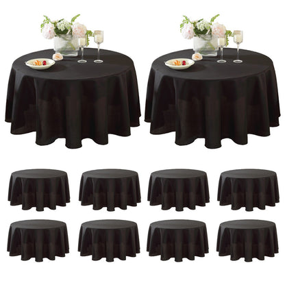 Round Tablecloth 10 Pack Wrinkle-Resistant Polyester Fabric Table Cover for Wedding Party Banquet Restaurant Home, Washable Reusable Round Table Cloth 60 70 90 108 120 Inch Multiple Colors