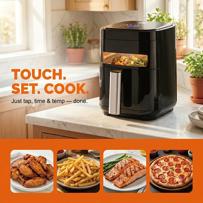 Large Capacity Air Fryer 8.5QT & 3.2QT with Smart Touch Screen – 8 Preset Functions, Nonstick Basket, Even Crisp Technology for Family Meals, 5-6 Servings, Black Digital Kitchen Air Fryer