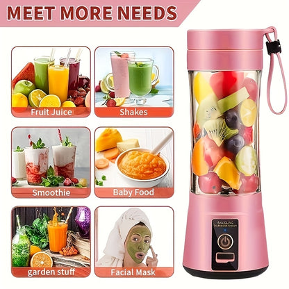 Portable Blender Rechargeable Electric Personal Blender for Juice Smoothies Coffee Milkshakes – USB Charging Compact Travel Blender Cup for Outdoor Camping Gym, 380ml or 1500mAh, Blue Pink White