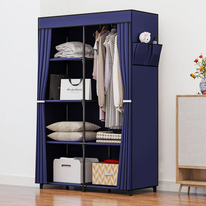 Portable Wardrobe Closet Organizer 51 Inch – Metal Hanging Rack with Non-Woven Fabric Cover, Freestanding Clothes Storage for Bedroom Apartment Dorm
