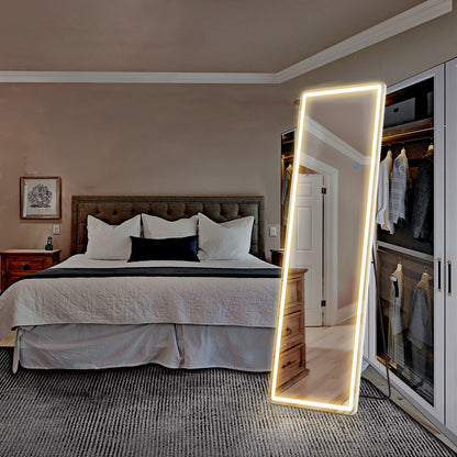 LED Full Length Mirror Arched & Rectangle Full Body Floor Mirror – Standing Leaning or Wall Hanging Aluminum Alloy Thin Frame 16x60 26x71 Inch for Bedroom Bathroom Dressing Room Store