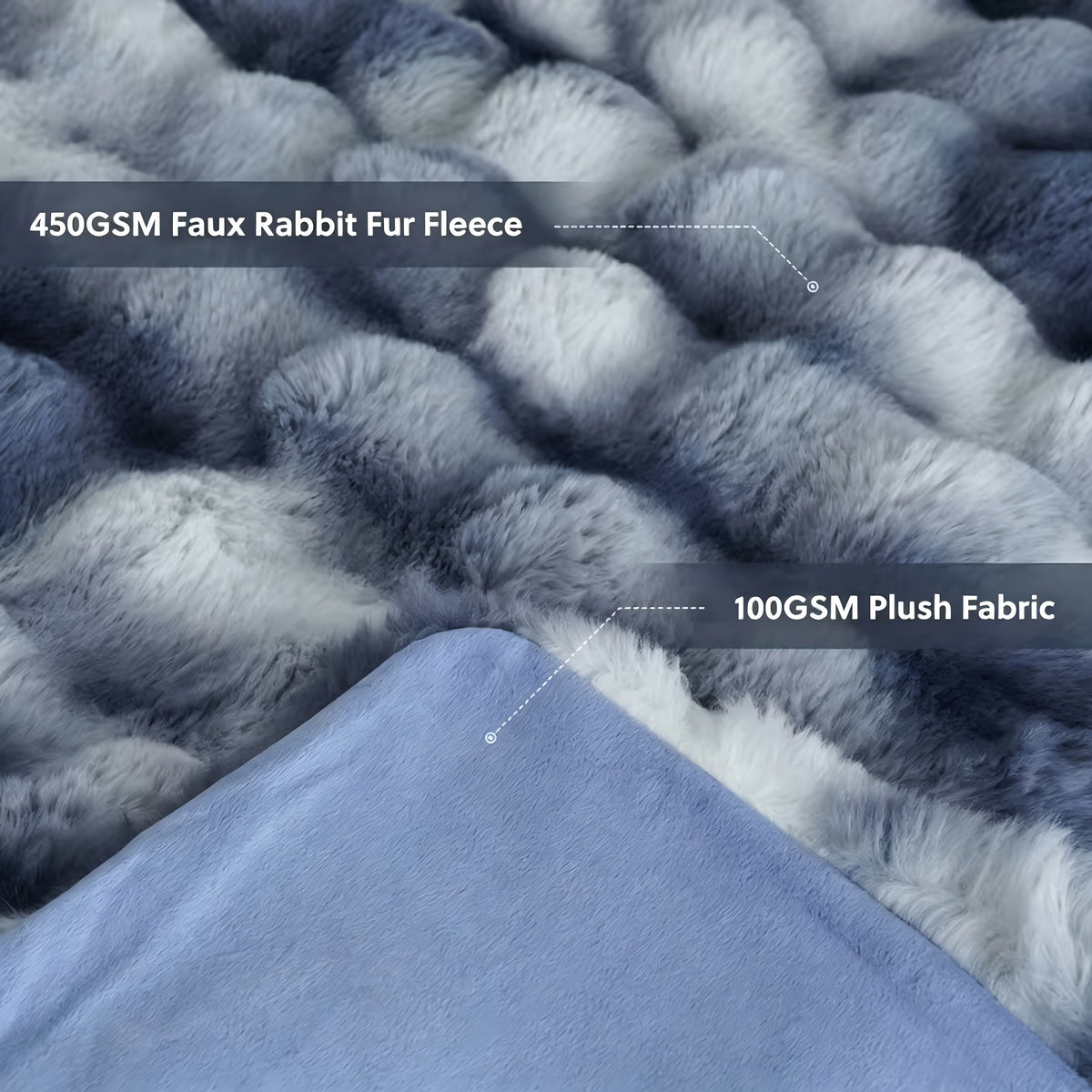 Faux Rabbit Fur Throw Blanket - Ultra Soft Plush Fleece Blanket for Bed Couch Sofa, Warm Fuzzy Blanket in Multiple Colors & Sizes, Throw Twin Queen King, Cozy Bedroom Living Room Blanket