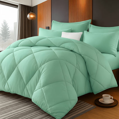 Thin Quilt Bedding Set with Pillowcases Lightweight Breathable Summer Comforter Solid Color Bed Quilt Twin Full Queen King Size Soft Fiber Filled Blanket for Bedroom