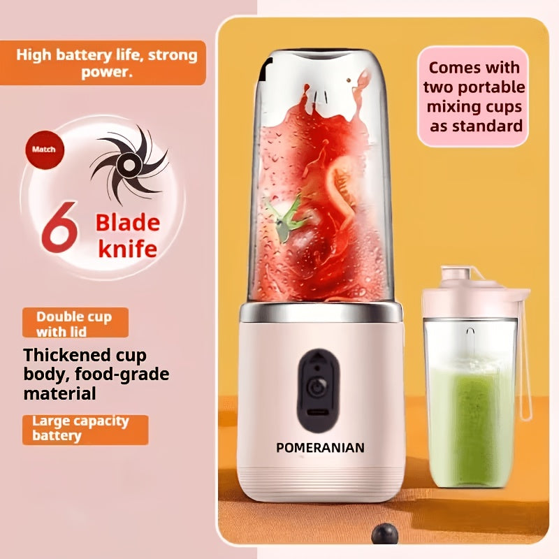 Portable Blender Rechargeable Electric Personal Blender for Juice Smoothies Coffee Milkshakes – USB Charging Compact Travel Blender Cup for Outdoor Camping Gym, 380ml or 1500mAh, Blue Pink White