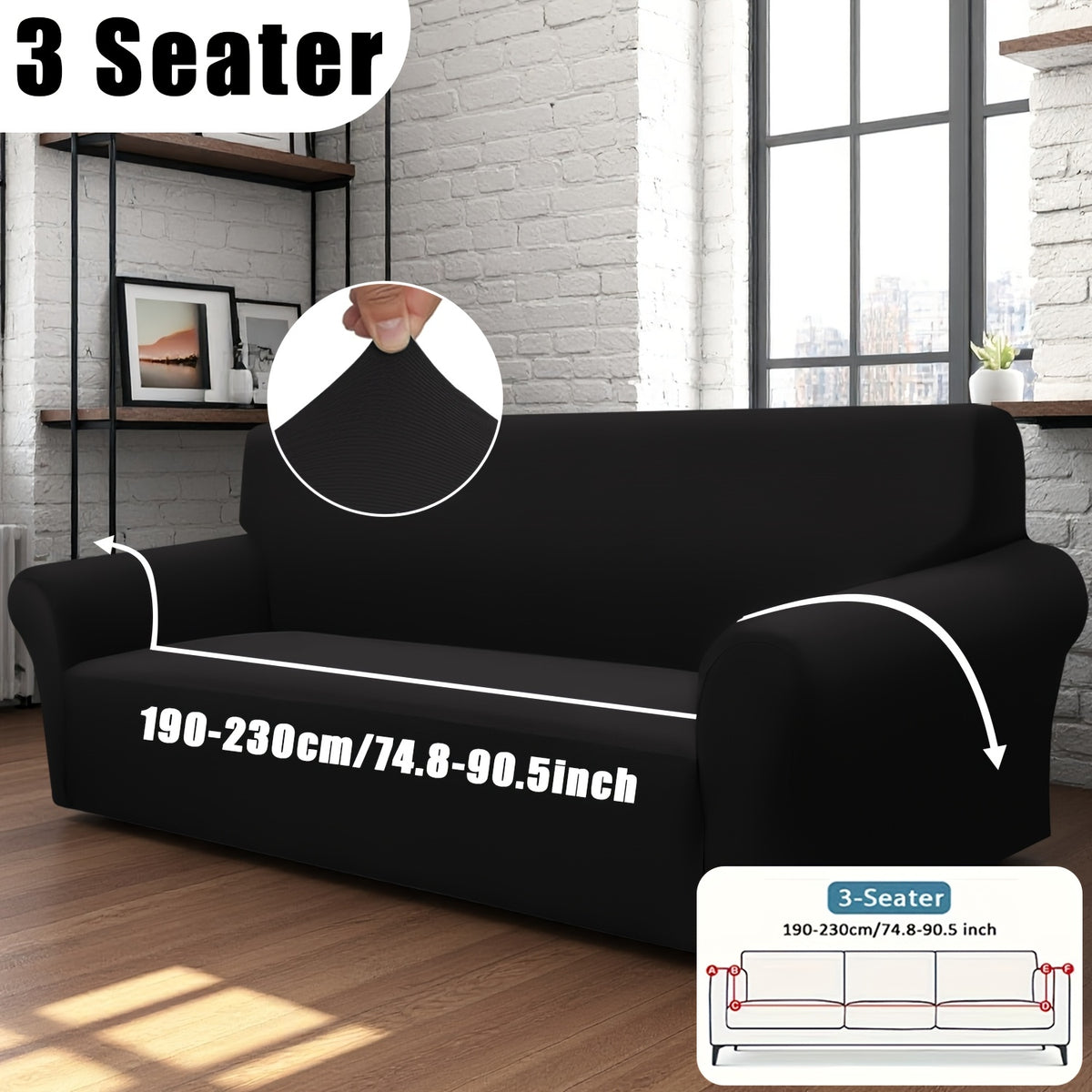 Stretch Sofa Cover with Elastic Band – Milk Fiber Slipcover, Machine Washable, Fits 1 to 4-Seater Sofas & Armchairs, Red Gray Blue Black Coffee