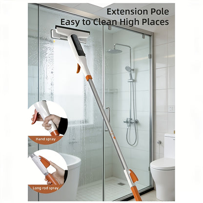 3-in-1 Glass Cleaning Kit with Durable Metal Pole & Scraper - Reach High Windows, Shower Doors & Car Windshields Easily, Essential Home Window Cleaning Tool