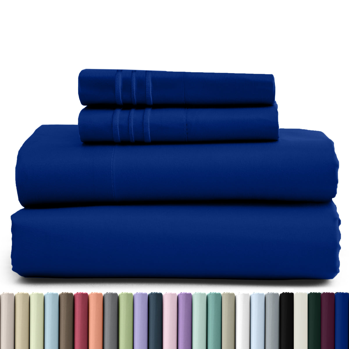 1800 Series Bed Sheets Set 4 Pieces – Brushed Microfiber Deep Pocket Sheet Set with Pillowcases, Cooling & Breathable Bedding for All Seasons, Fade Resistant, Fits Mattresses Up to 16 Inches