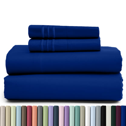 1800 Series Bed Sheets Set 4 Pieces – Brushed Microfiber Deep Pocket Sheet Set with Pillowcases, Cooling & Breathable Bedding for All Seasons, Fade Resistant, Fits Mattresses Up to 16 Inches