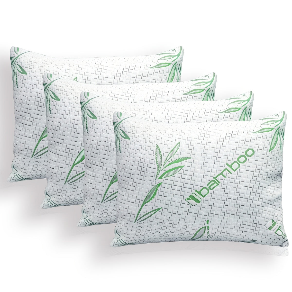 Cooling Pillows for Sleeping Set of 2 - Bamboo Fiber Bed Pillows for Back, Stomach & Side Sleepers, Soft Breathable Shredded Memory Foam Pillow with Washable Cover, Standard Queen King, Bundle Sets