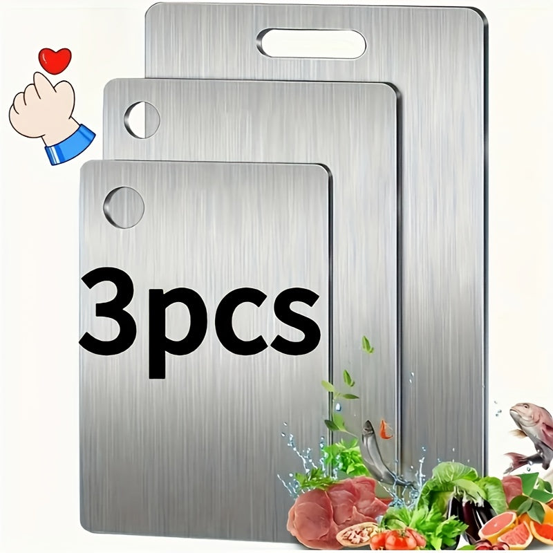 Stainless Steel Kitchen Tray Set 3 Pack – Multi-Size Food Contact Safe Slicing Plates for Fruits, Vegetables, Meat & Bread, Durable & Easy to Clean for Home Kitchen and Restaurant Use