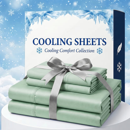 Bamboo Fiber Bed Sheet Set – Extra Deep Pocket Cooling Breathable Luxury Hotel Sheets Soft Wrinkle-Resistant Fitted Sheet Flat Sheet & Pillowcases Twin Full Queen King in 12 Colors
