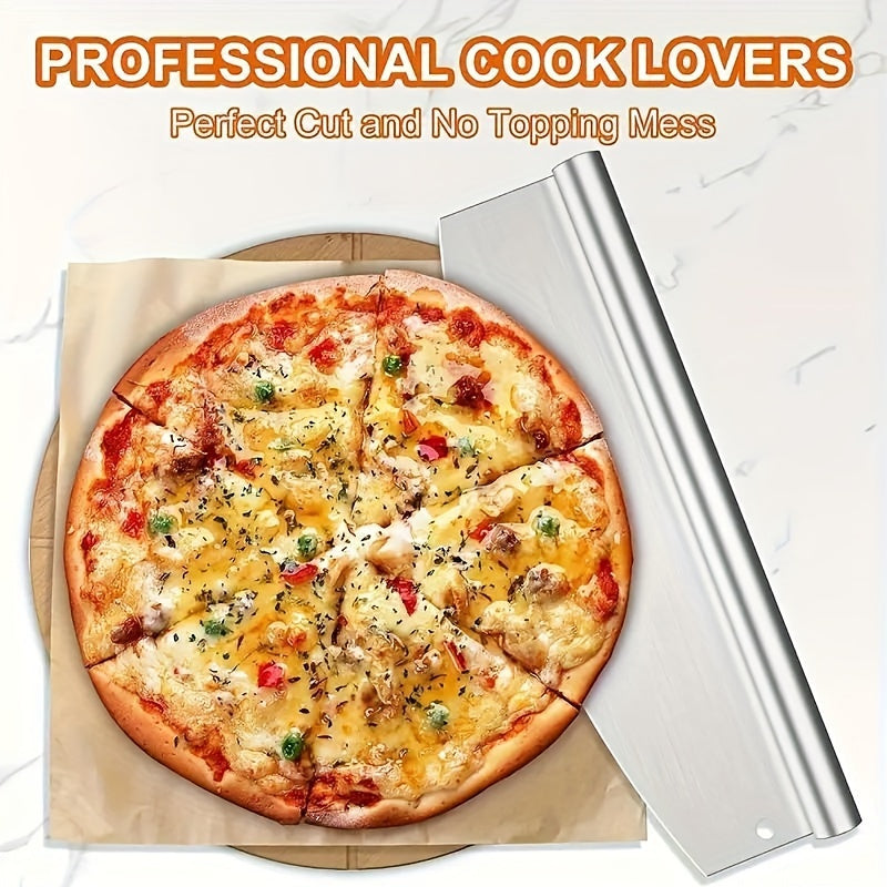 Half Moon Pizza Cutter Stainless Steel Rocker Blade with Knife Cover – Professional Mezzaluna Slicer for Pizza, Dough, Herbs, Cheese & Cake | Home Viaco