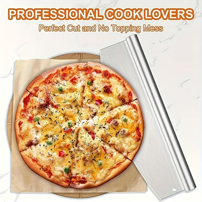 Half Moon Pizza Cutter Stainless Steel Rocker Blade with Knife Cover – Professional Mezzaluna Slicer for Pizza, Dough, Herbs, Cheese & Cake | Home Viaco