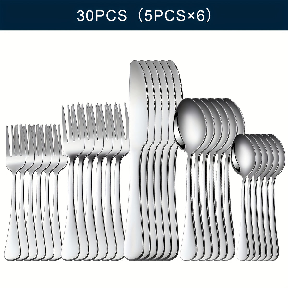 Stainless Steel Silverware Set Flatware Set with Forks Spoons Knives - Mirror Polished Cutlery Set Service for 4, 6 or 12 - Modern Dishwasher Safe Flatware for Kitchen, Dining, Party, Restaurant