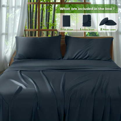 2000 Thread Count Bamboo Bed Sheets Set 4pcs Cooling Breathable Soft Hotel Luxury 16 Deep Pocket Wrinkle Shrink Resistant All Season Hot Sleepers