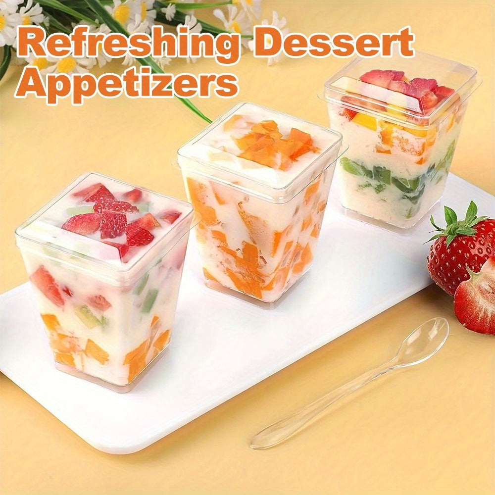 Plastic Dessert Cups with Lids & Spoons 5oz 8oz – 25 50 100 150 200 Pack Mini Pudding Cups for Party Family Gathering Camping Picnic