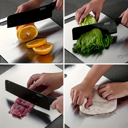 Stainless Steel Cutting Board Set of 3 - Rust-Resistant BPA-Free Dishwasher Safe Kitchen Prep Boards, Antibacterial Metal Chopping Board Set Small Medium Large for Meat Vegetables Fruits