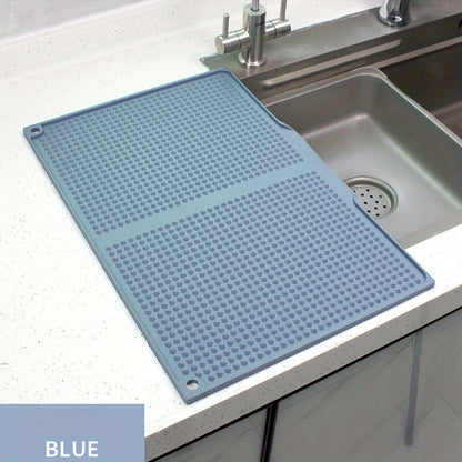 Large Kitchen Drying Mat Splash Proof Countertop Pad 17.72x12.2 Inch Heat Resistant 446°F Anti-Slip Drain Hole Dishwasher Safe Sink Stove Mat Easy Clean Space Saving