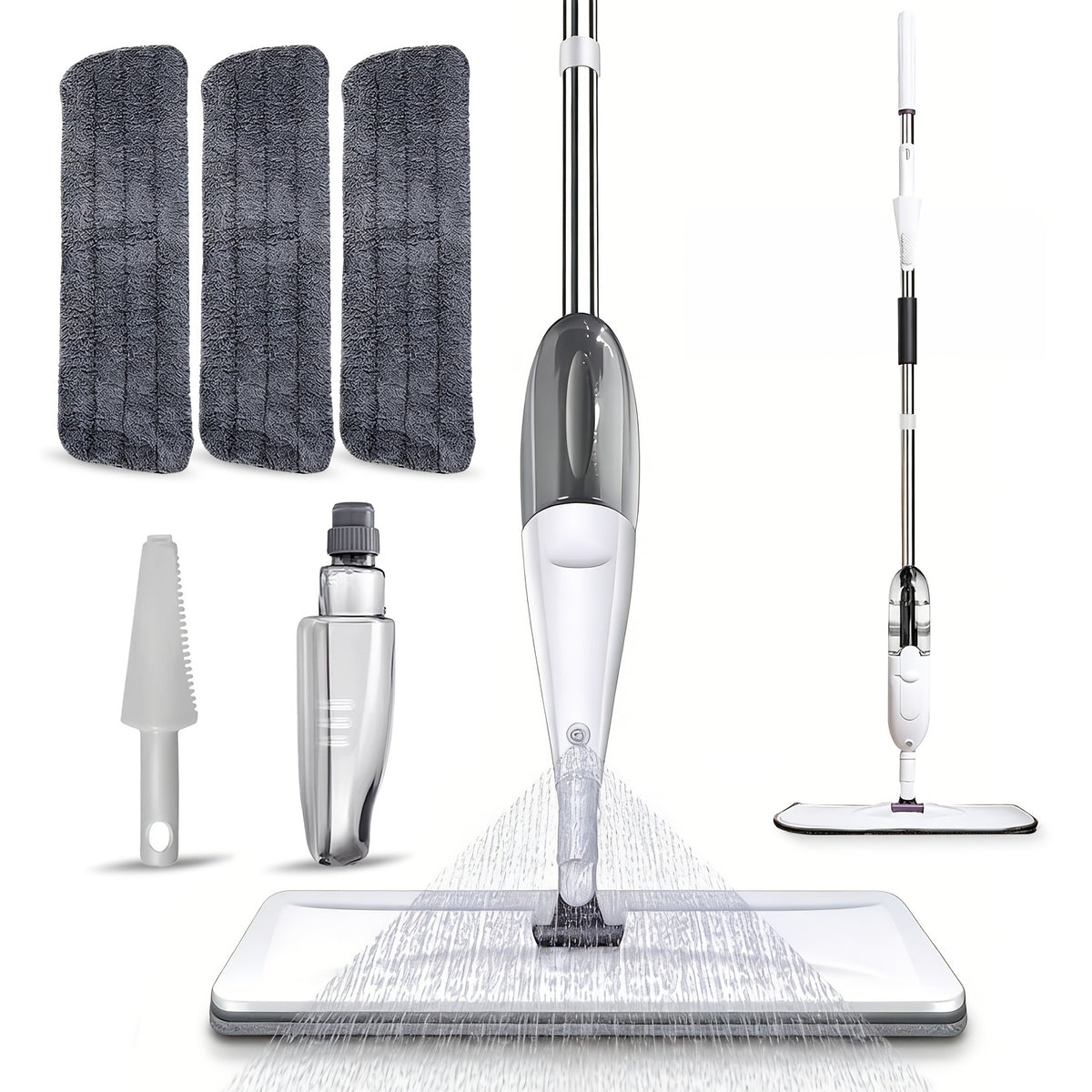 Microfiber Spray Mop with 3 Washable Reusable Pads – Water Spraying Flat Mop for Hardwood, Laminate, Tile & Ceramic Floors – Wet & Dry Dual-Purpose Household Floor Cleaning Mop Set