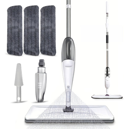 Microfiber Spray Mop with 3 Washable Reusable Pads – Water Spraying Flat Mop for Hardwood, Laminate, Tile & Ceramic Floors – Wet & Dry Dual-Purpose Household Floor Cleaning Mop Set