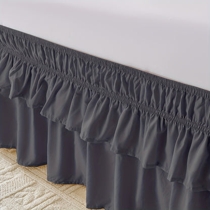 Ruffle Bed Skirt 16 Inch Drop Elastic Wrap Around – Twin Full Queen King/CK, 10 Colors, Easy No-Lift Install, Machine Washable Dust Ruffle