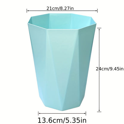 Nordic Octagonal Trash Bins Set of 2 - Geometric Plastic Small Wastebasket for Home Office, Bathroom, Kitchen & Bedroom, Modern Open-Top Waste Bin with Brushed Finish