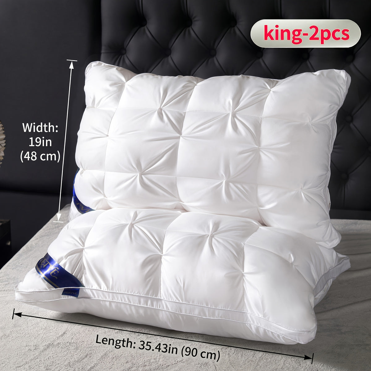 Bed Pillows for Sleeping Set of 2 - Luxury Hotel Quality Down Alternative Pillows, Cooling Breathable Neck Support Pillow for Side, Back & Stomach Sleepers, Soft Fluffy, Queen King Size, Multiple Colors