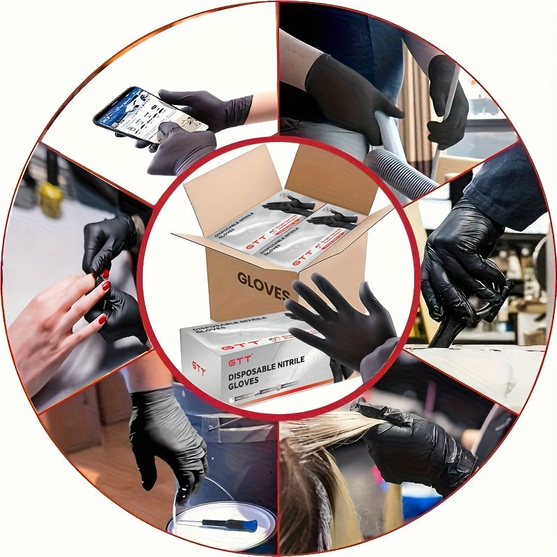 Black Nitrile Disposable Gloves 200 Count – 6 Mil Heavy Duty, Latex-Free, Powder-Free, Chemical Resistant, Flexible Form-Fitting Gloves for Cleaning, Cooking, Automotive & Maintenance, Sizes S-XL