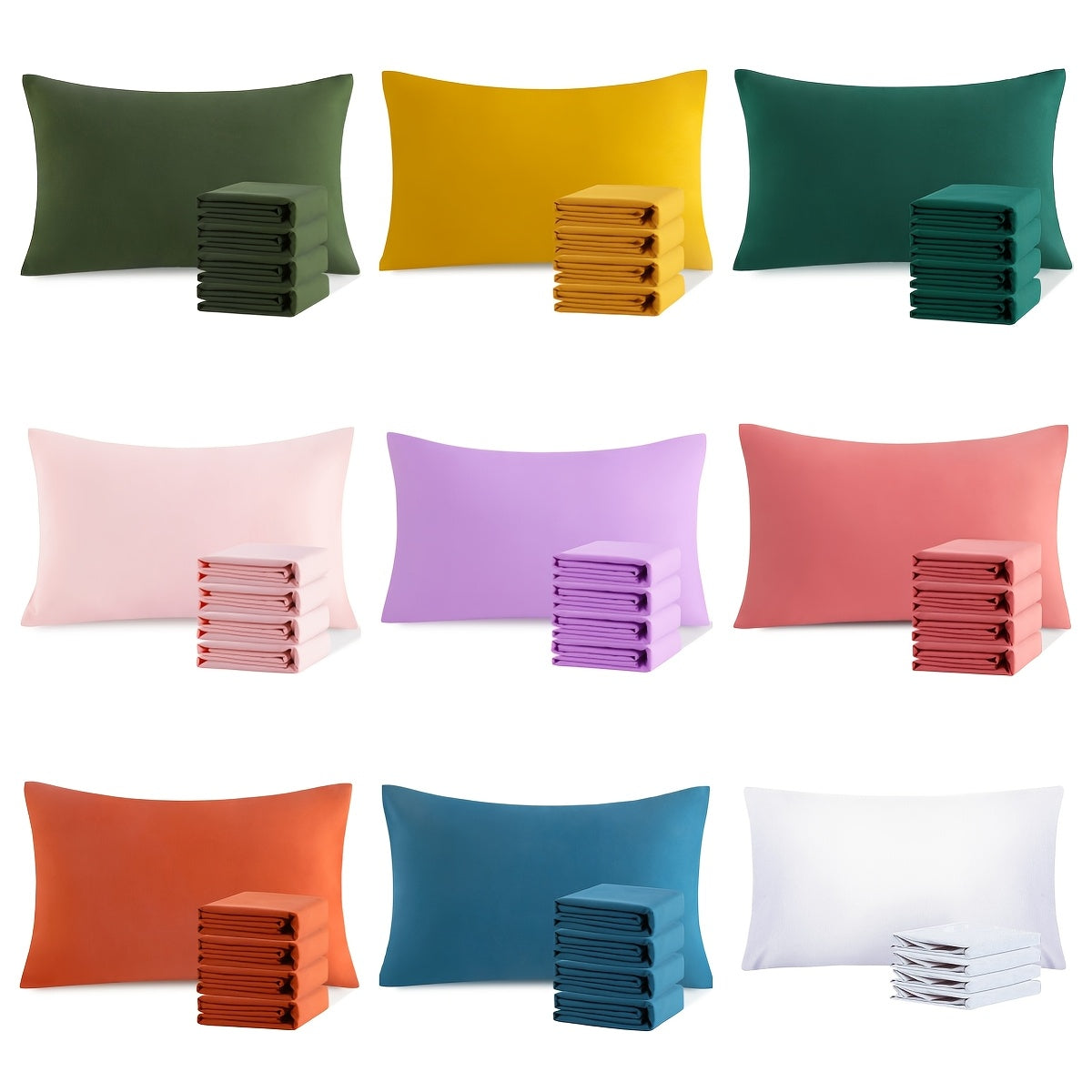 Pillowcases 4 Pack Queen Size Brushed Microfiber – Envelope Closure Soft Wrinkle-Free Fade-Resistant Solid Color Pillow Cases, 20x30 Inch, 32 Colors