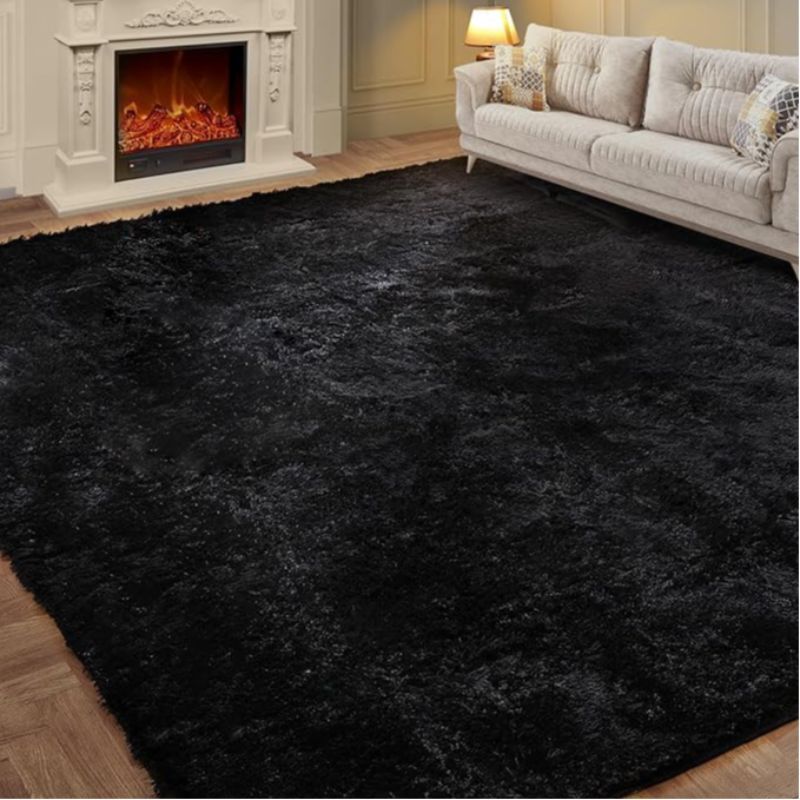 6x9 Fluffy Area Rug for Living Room – Large Shaggy Soft Carpet for Bedroom Dorm Room Decor, Thick Fuzzy Non-Slip Indoor Floor Rug in Tie-Dye Gray Black Coffee, Aesthetic Home Decor Christmas Gift