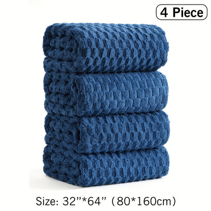 Oversized Bath Towel Set 4-Pack 800GSM Microfiber Extra Large 35"x70" – Ultra Soft Quick-Dry Spa-Grade Towels, Lint-Free, Machine Washable, Beige White Blue Gray for Home, Airbnb & Gifting