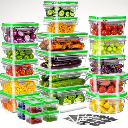 Food Storage Container Set 48 Piece – Airtight Leak-Proof BPA-Free Stackable Plastic Containers with Lids, 8 Sizes Microwave Freezer Dishwasher Safe, Kitchen Pantry Meal Prep Organizer with Labels & Marker