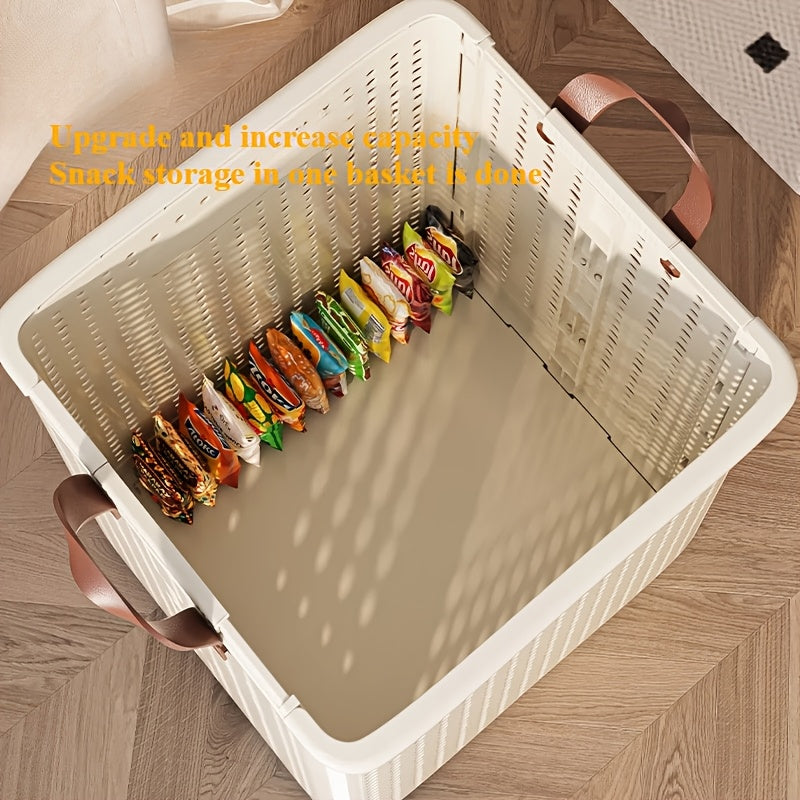 Laundry Basket with Wheels Extra Large Foldable - Breathable Rolling Laundry Hamper with Faux Leather Handles, Collapsible Space-Saving Clothes Storage Bin for Bathroom, Bedroom & Dorm, White Cream